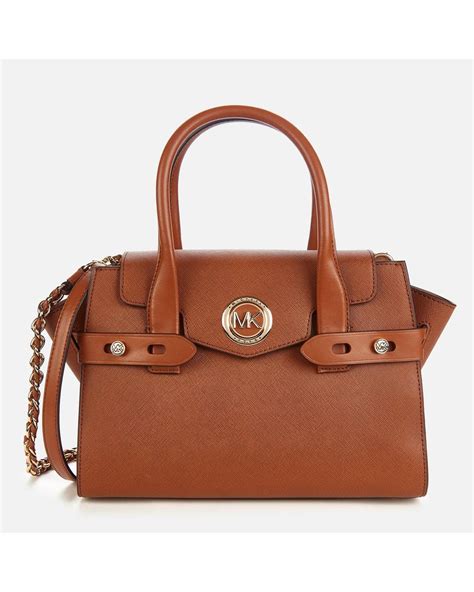 michael kors sm flap satchel|Michael Kors Carmen Small Flap Belted Leather Satchel .